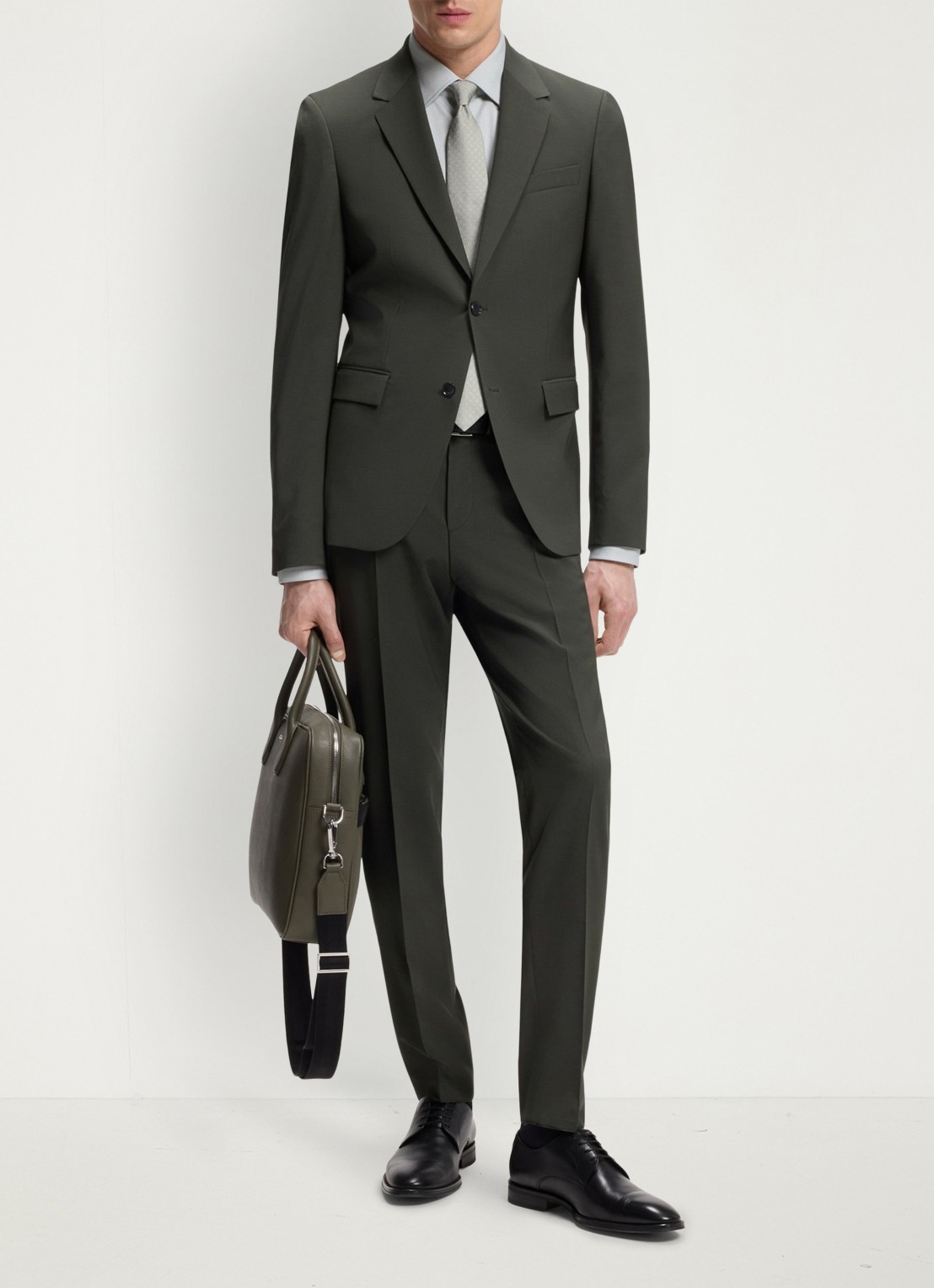 BOSS Slim fit 2-delig pak in wolblend - detail 2 groen