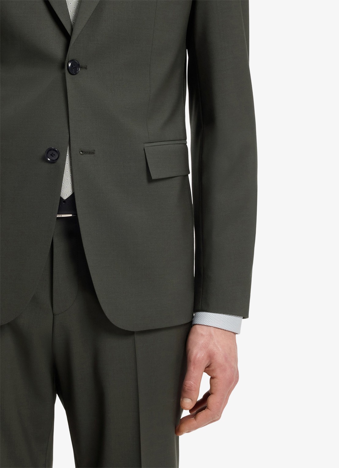 BOSS Slim fit 2-delig pak in wolblend - detail 3 groen