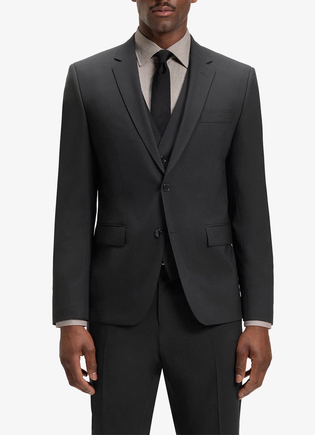 BOSS Slim fit 2-delig pak van scheerwol - voorkant 2 zwart