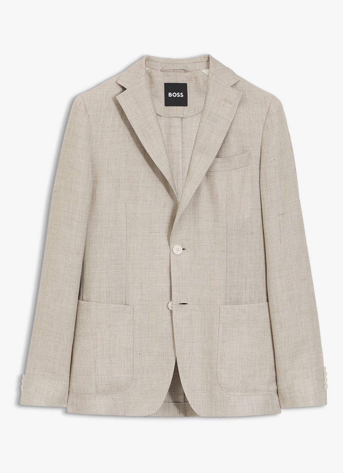 BOSS Slim-fit blazer in linnenblend met opgestikte zakken - voorkant 3 grijs