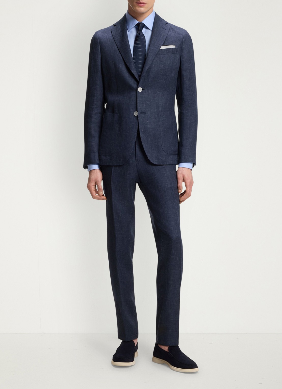BOSS Slim-fit blazer in linnenblend met opgestikte zakken - voorkant 5 lichtblauw