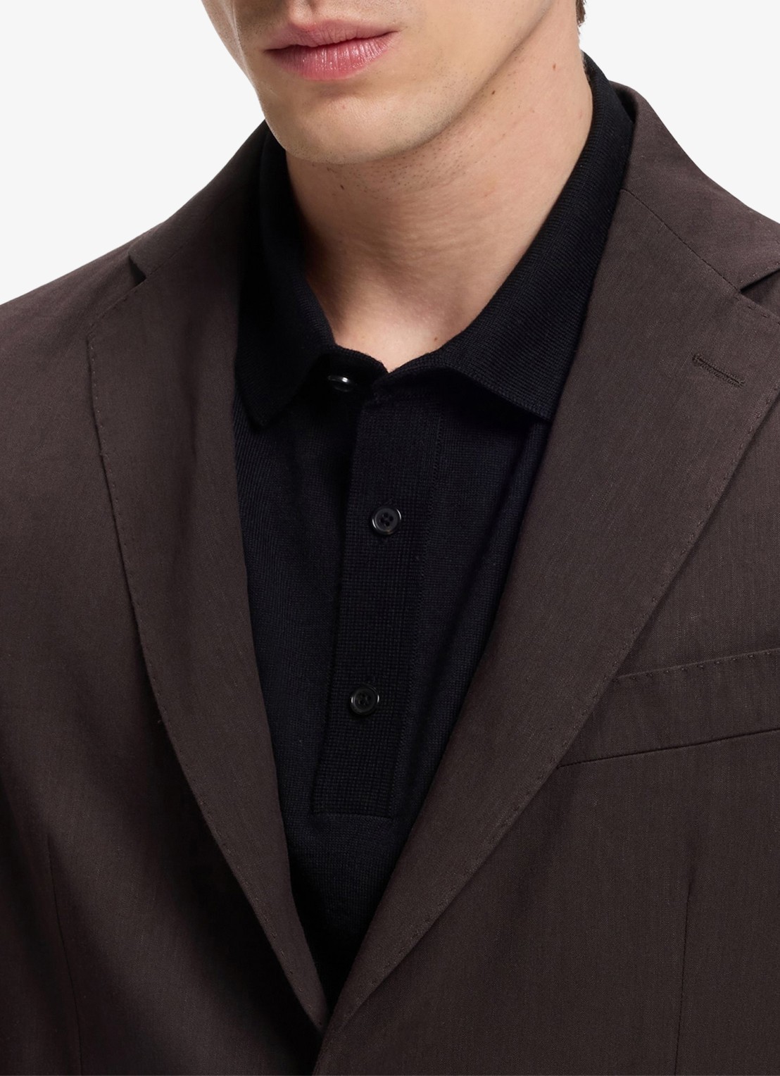 BOSS Slim fit blazer in linnenblend - detail 5 donkerbruin