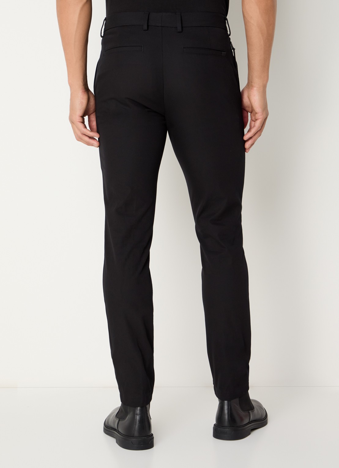 BOSS Slim-fit broek van een katoenmix met stretch - achterkant 3 zwart