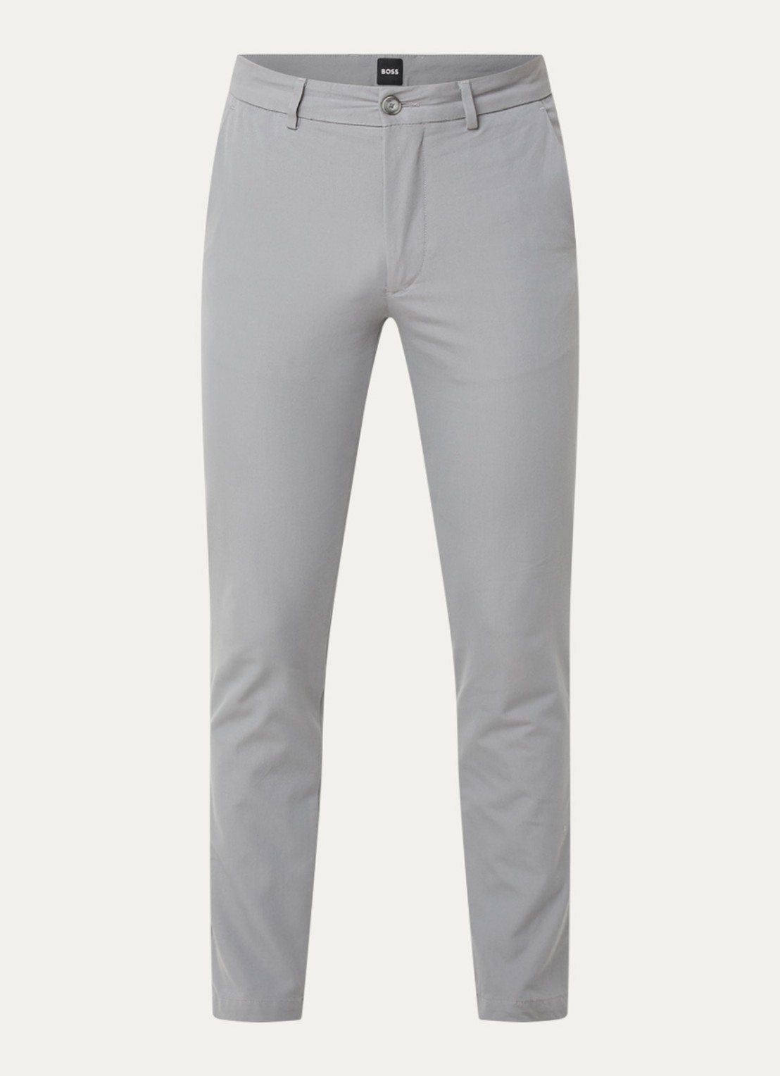 BOSS Slim-fit broek van een katoenmix met stretch - voorkant 2 open grey-070 / grijs