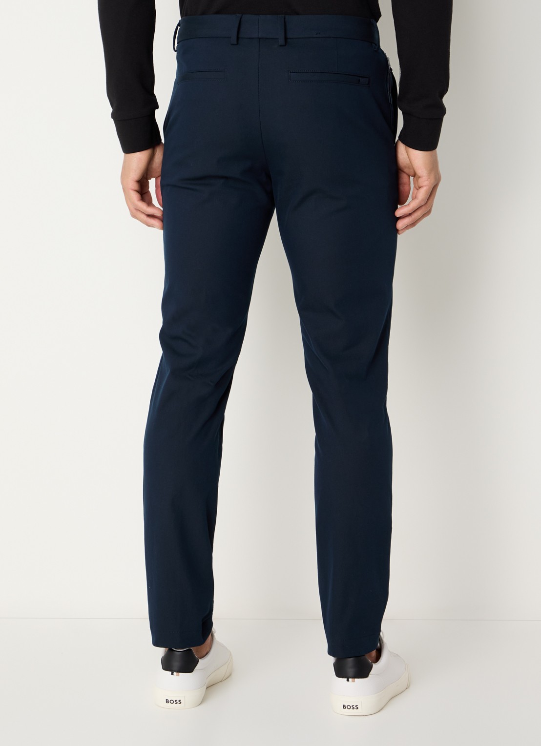 BOSS Slim-fit broek van een katoenmix met stretch - achterkant dark blue-404 / blauw