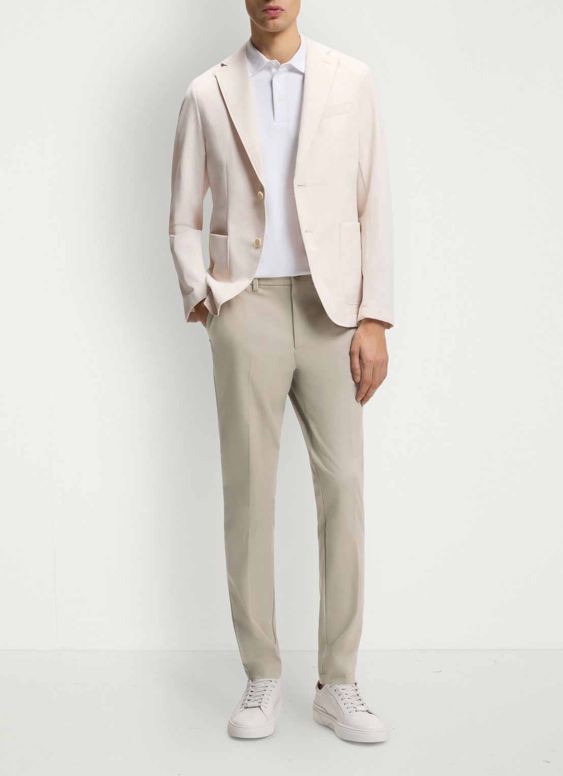 BOSS Slim-fit broek van een katoenmix met stretch - voorkant 2 open beige-294 / beige