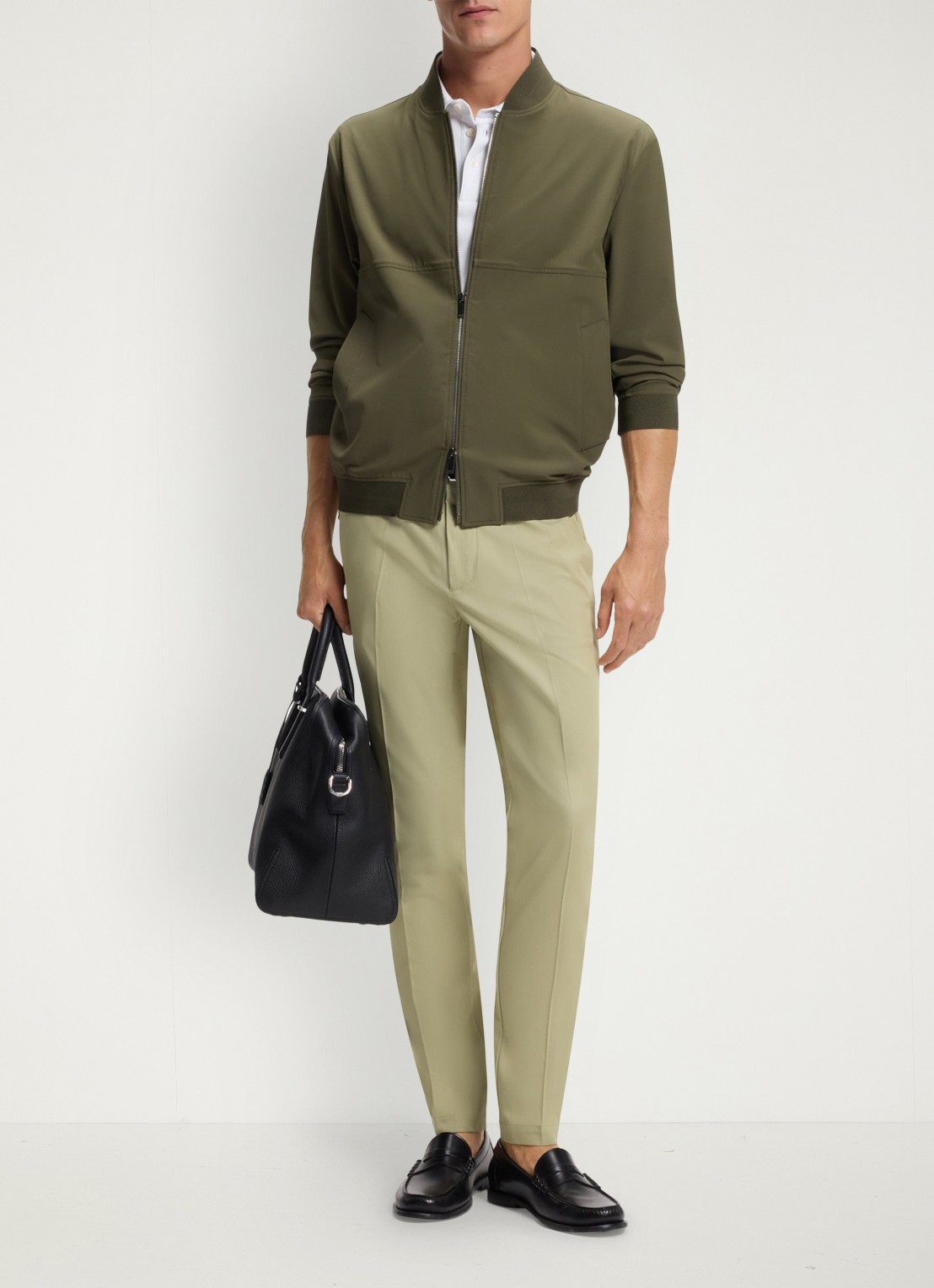 BOSS Slim-fit broek van een katoenmix met stretch - voorkant 5 dark beige-254 / beige