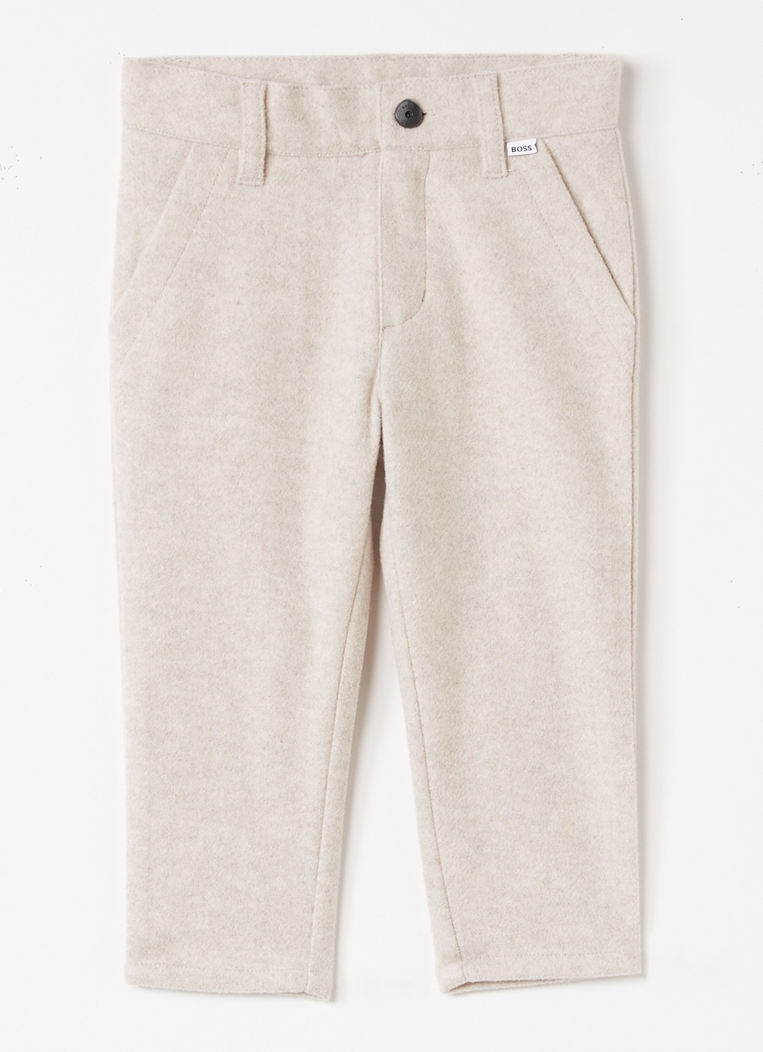 BOSS Slim fit broek van flanel - voorkant 2 beige