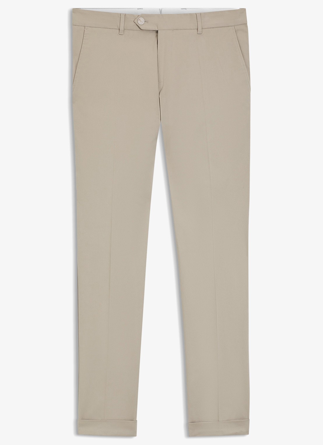 BOSS Slim-fit broek van wasbaar stretchkatoen - voorkant beige