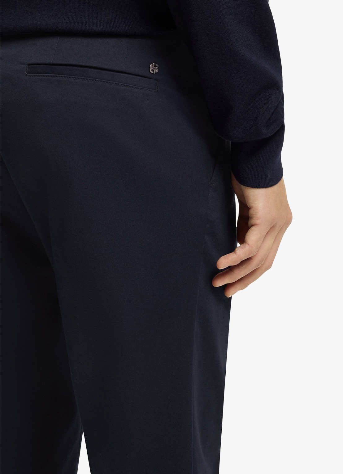 BOSS Slim-fit broek van wasbaar stretchkatoen - detail 3 donkerblauw