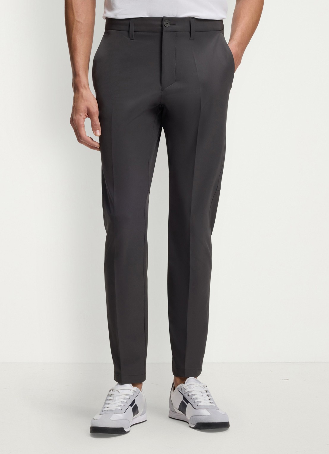 BOSS Slim-fit broek van waterafstotend stretchmateriaal - detail dark grey-027 / grijs
