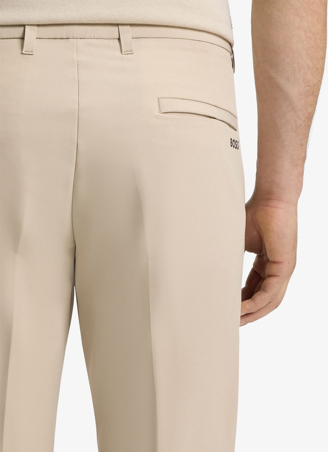 BOSS Slim-fit broek van waterafstotend stretchmateriaal - detail 5 beige