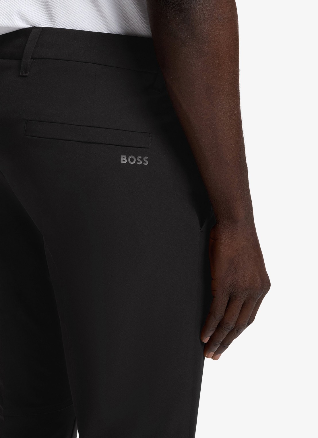 BOSS Slim-fit broek van waterafstotend stretchmateriaal - detail 5 black-001 / zwart