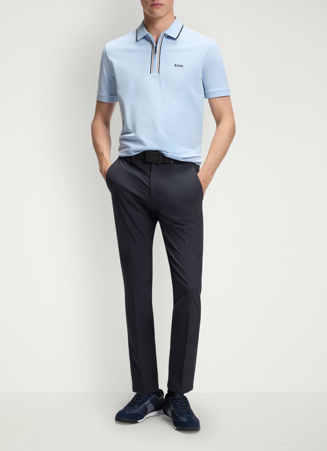 BOSS Slim-fit broek van waterafstotend stretchmateriaal - voorkant 6 dark blue-402 / blauw