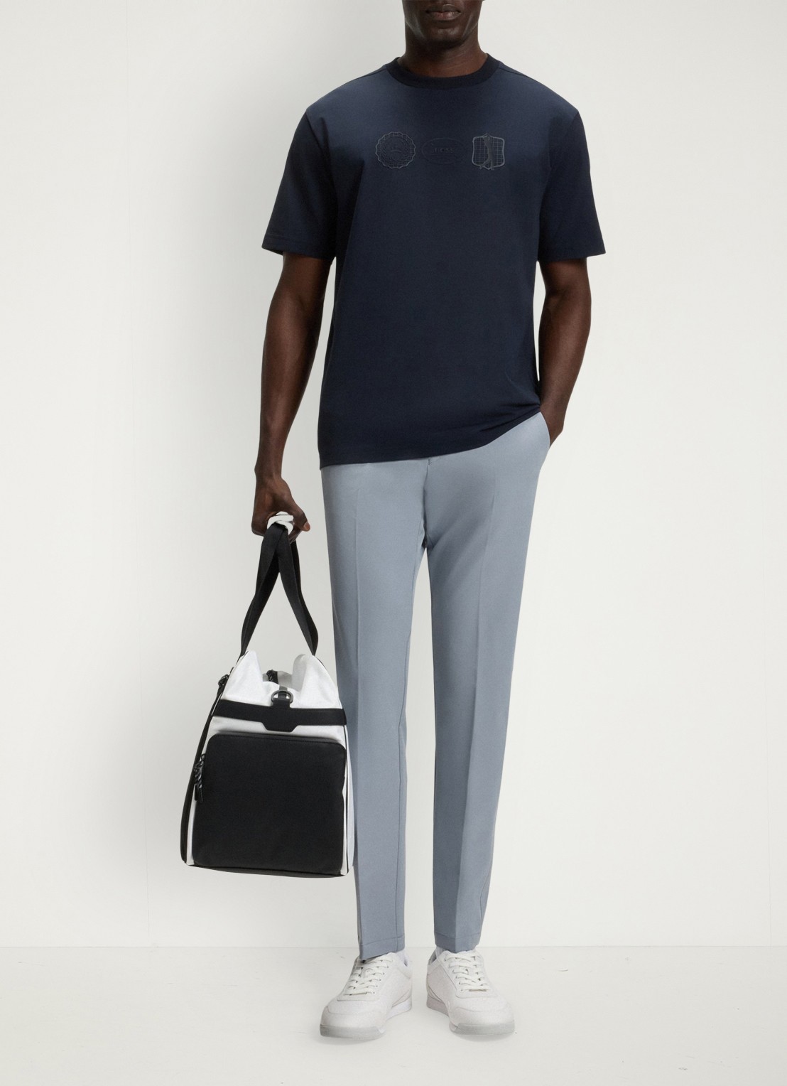 BOSS Slim-fit broek van waterafstotend stretchmateriaal - voorkant 6 dark grey-026 / grijs