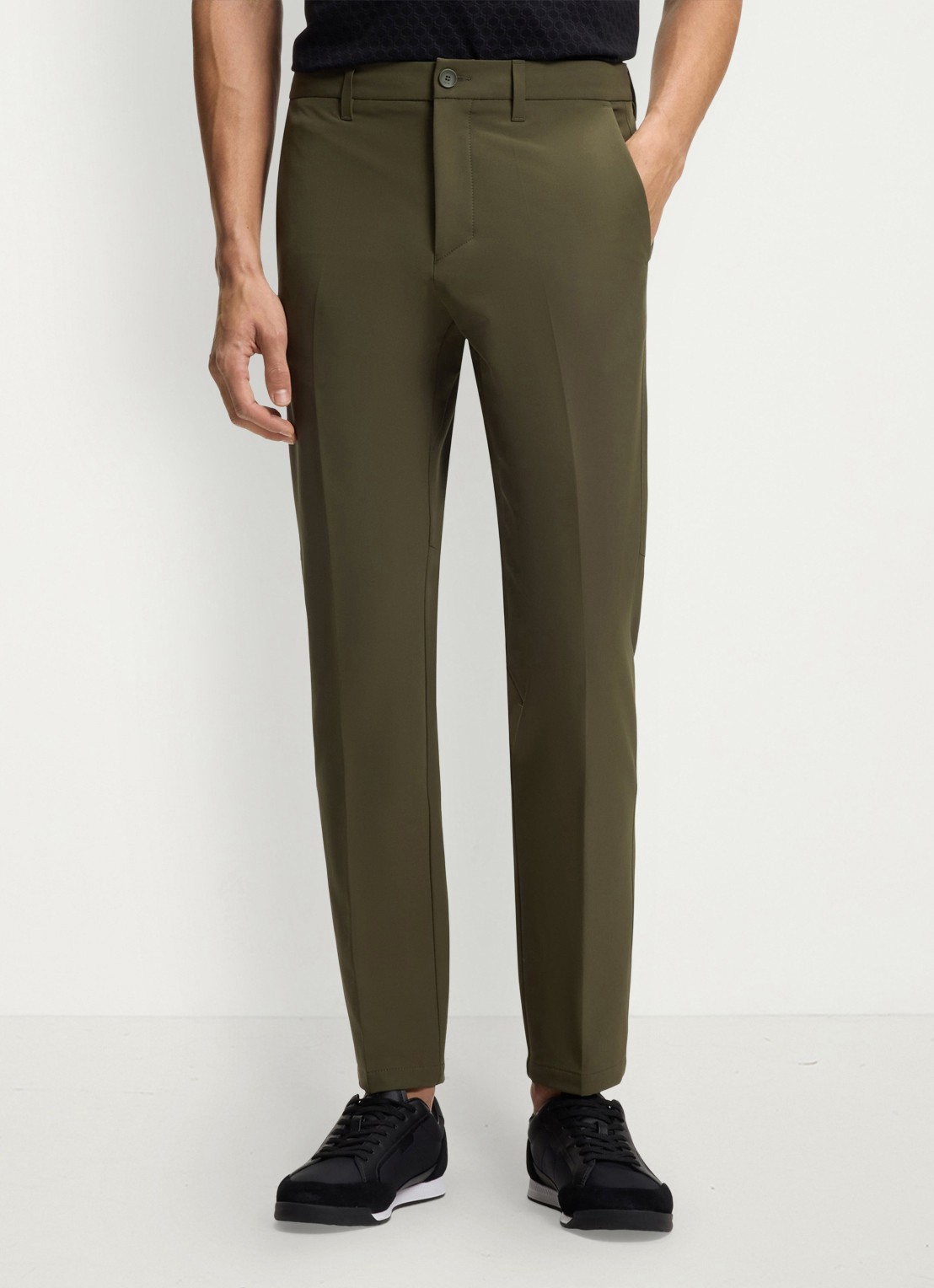 BOSS Slim-fit broek van waterafstotend stretchmateriaal - detail 4 open green-347 / groen