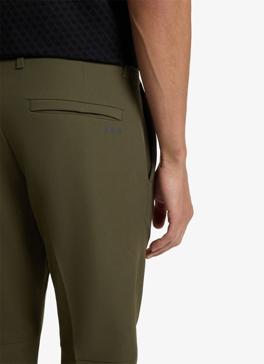 BOSS Slim-fit broek van waterafstotend stretchmateriaal - detail 5 open green-347 / groen