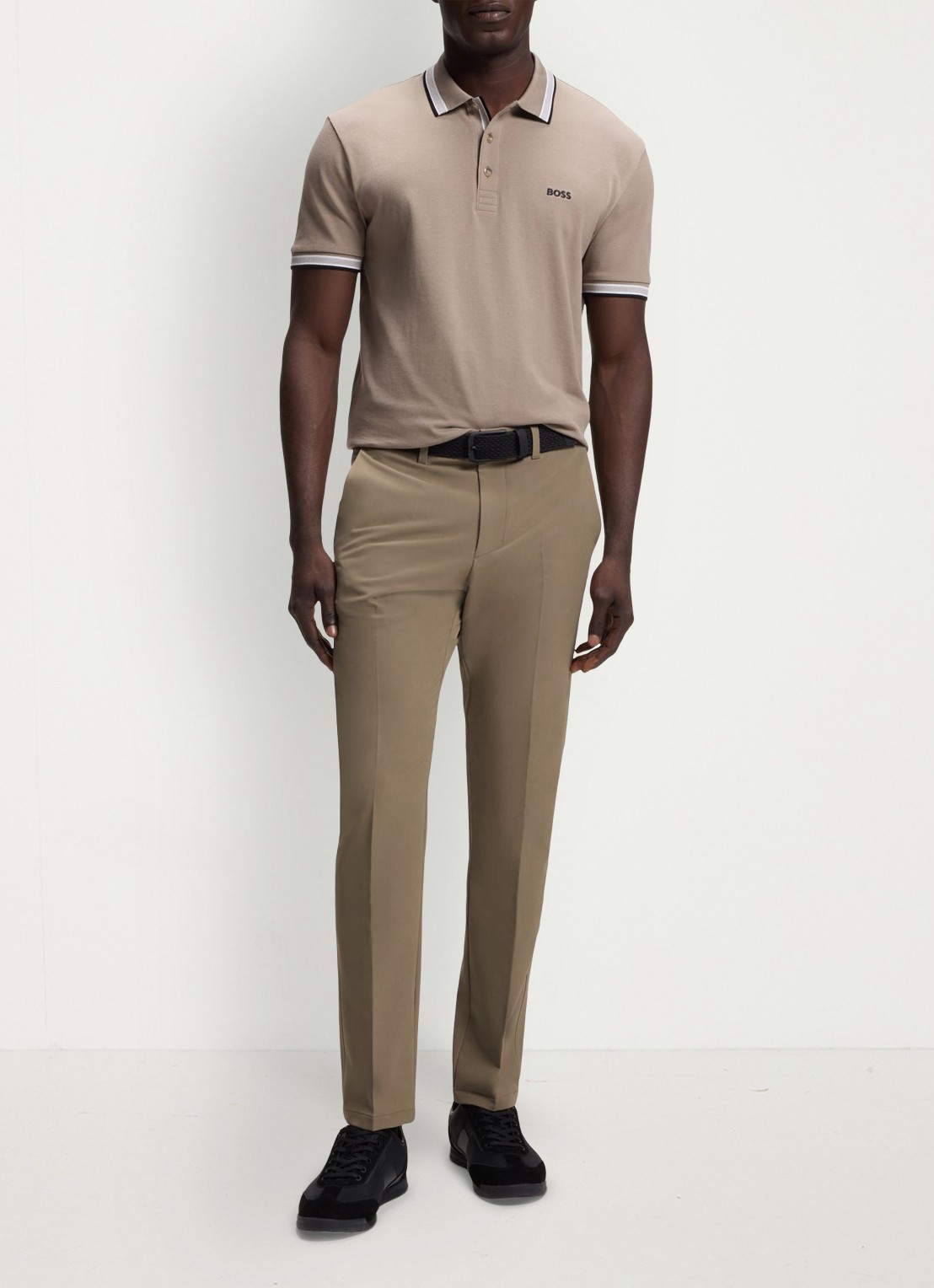 BOSS Slim-fit broek van waterafstotend stretchmateriaal - voorkant 3 light /pastel green-334 / groen