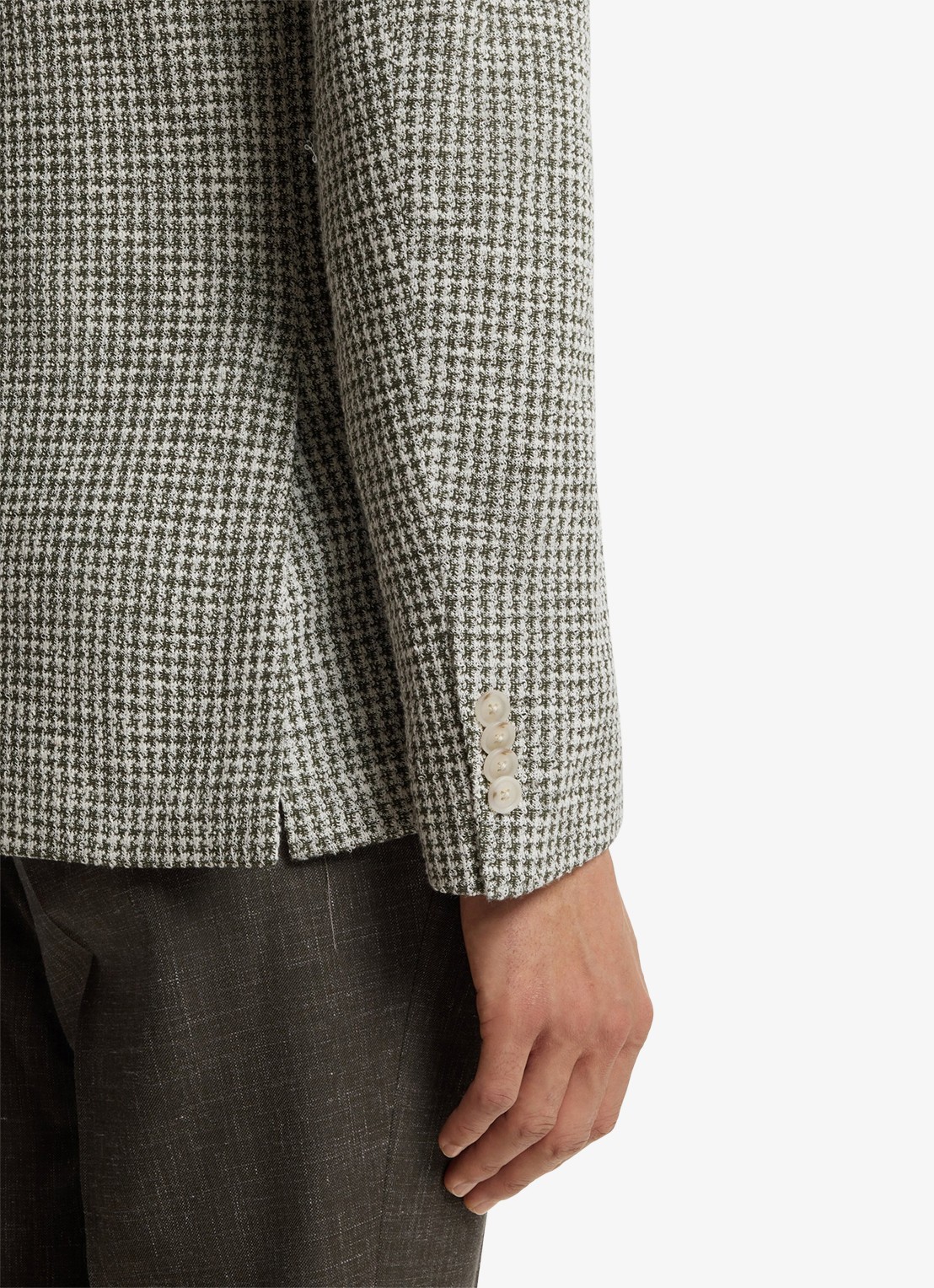 BOSS Slim fit colbert in katoenblend - detail 4 lichtgroen