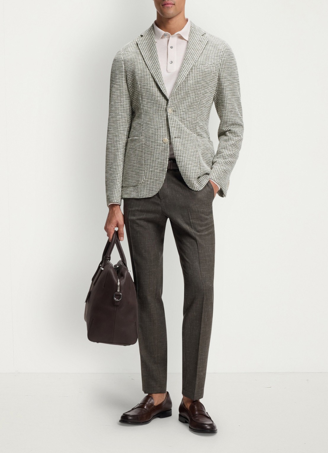 BOSS Slim fit colbert in katoenblend - voorkant 2 lichtgroen