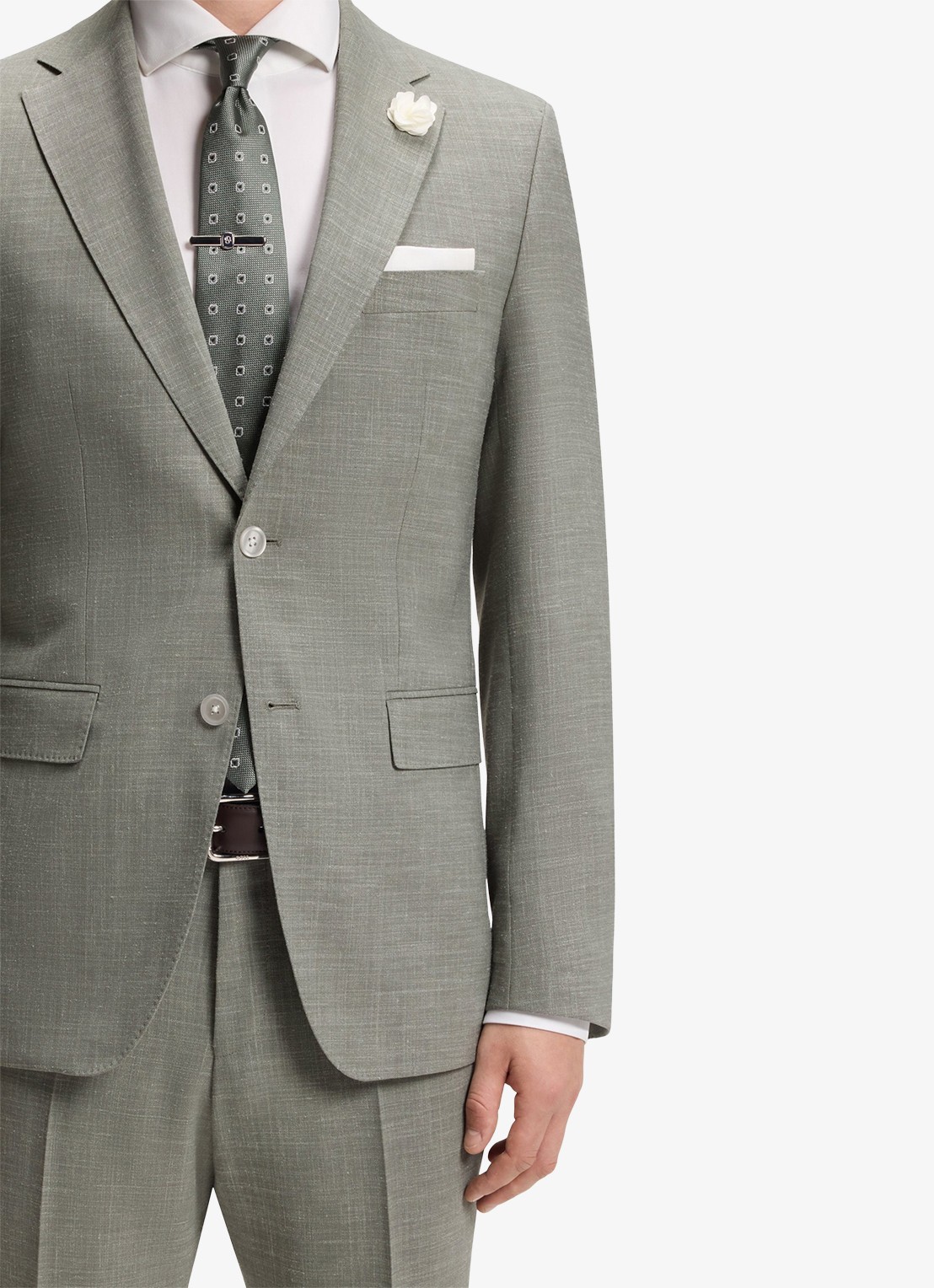 BOSS Slim fit colbert in wolblend met klepzakken - detail 4 grijs