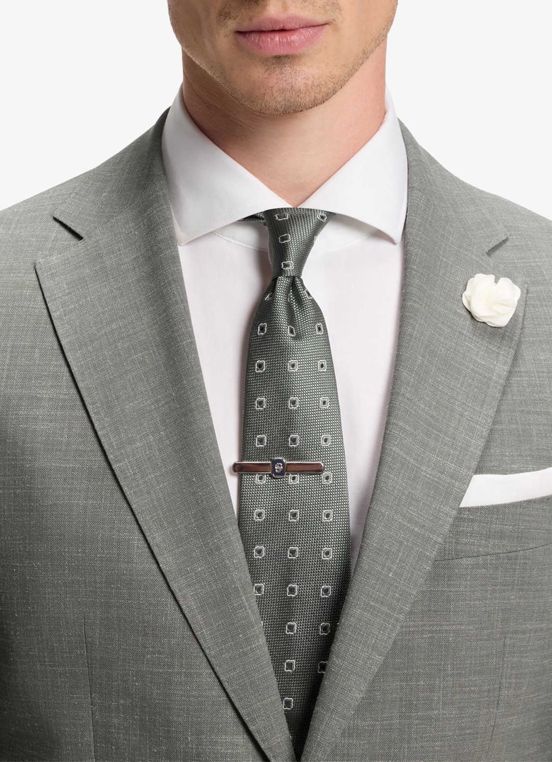 BOSS Slim fit colbert in wolblend met klepzakken - detail 5 grijs
