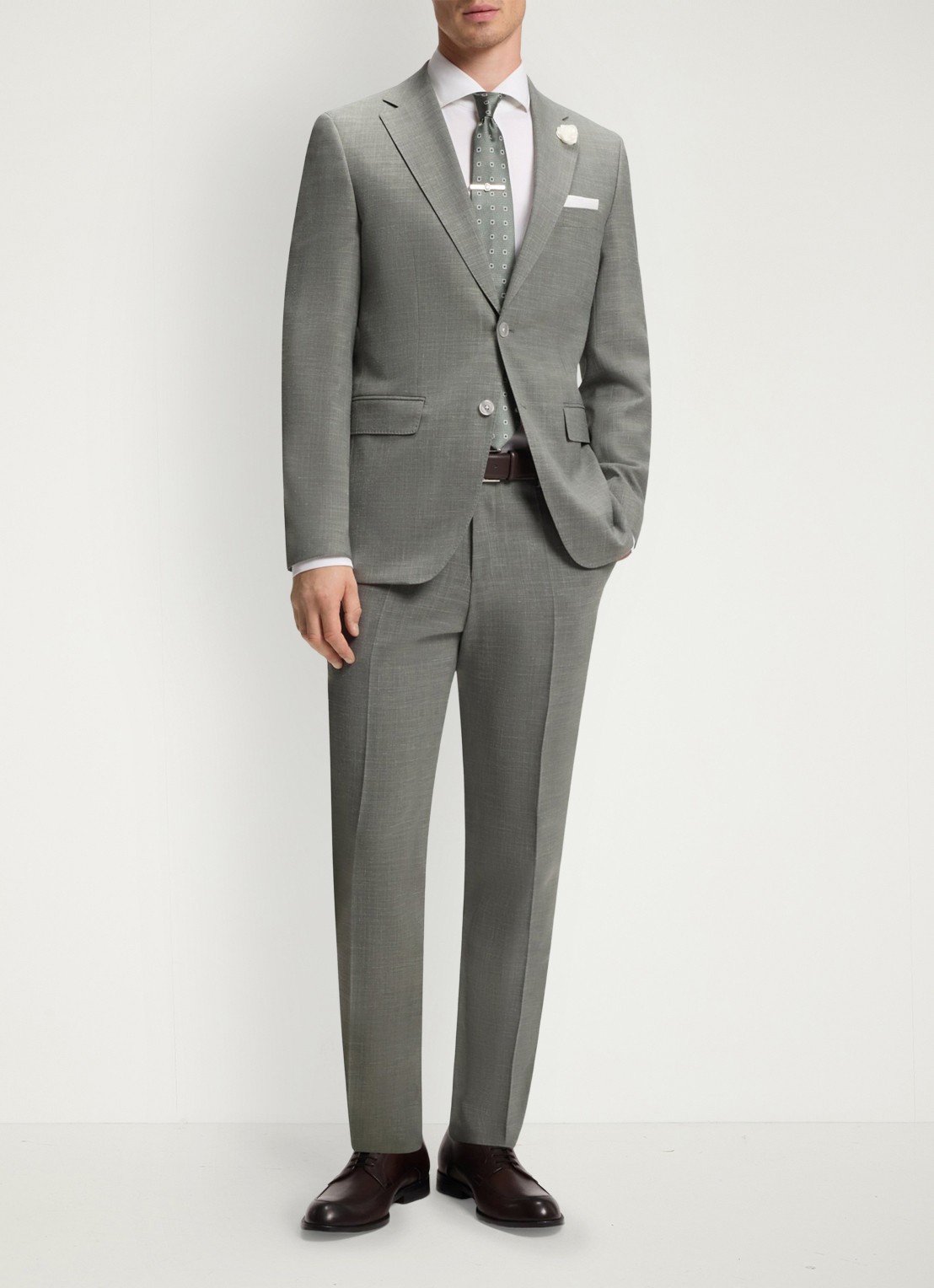 BOSS Slim fit colbert in wolblend met klepzakken - voorkant 2 grijs