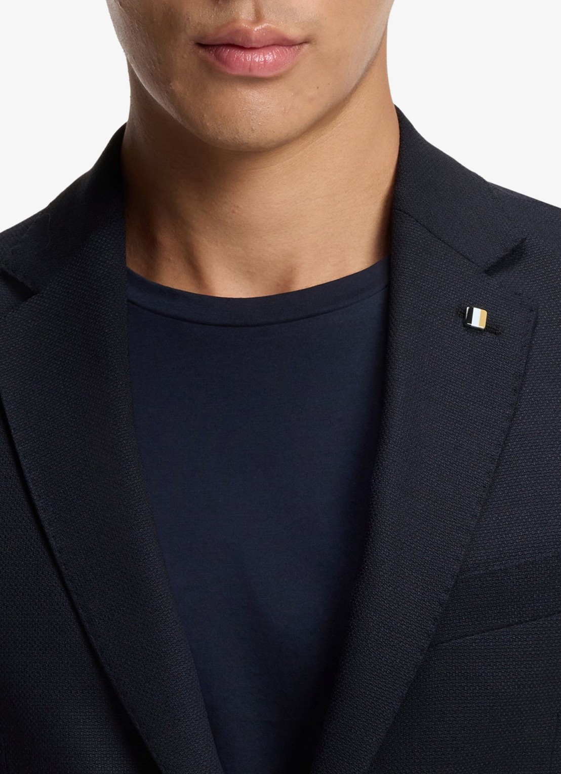 BOSS Slim fit colbert in wolblend - detail 5 donkerblauw