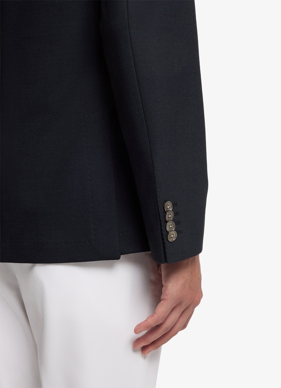BOSS Slim fit colbert in wolblend - detail 2 donkerblauw