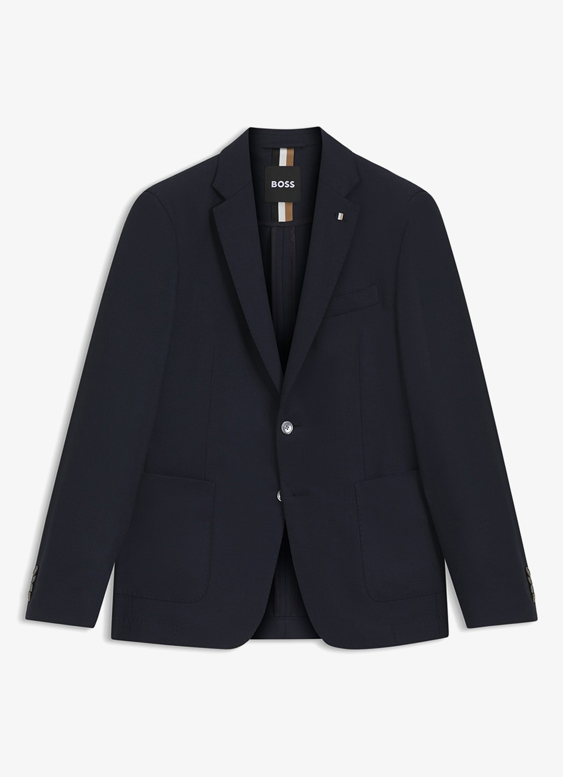 BOSS Slim fit colbert in wolblend - voorkant 2 donkerblauw