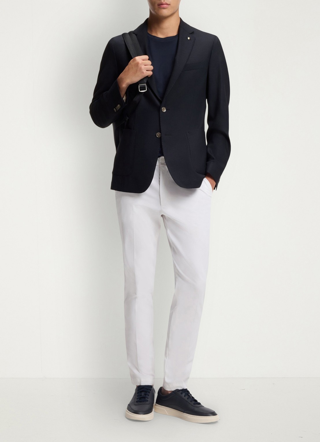 BOSS Slim fit colbert in wolblend - voorkant 5 donkerblauw