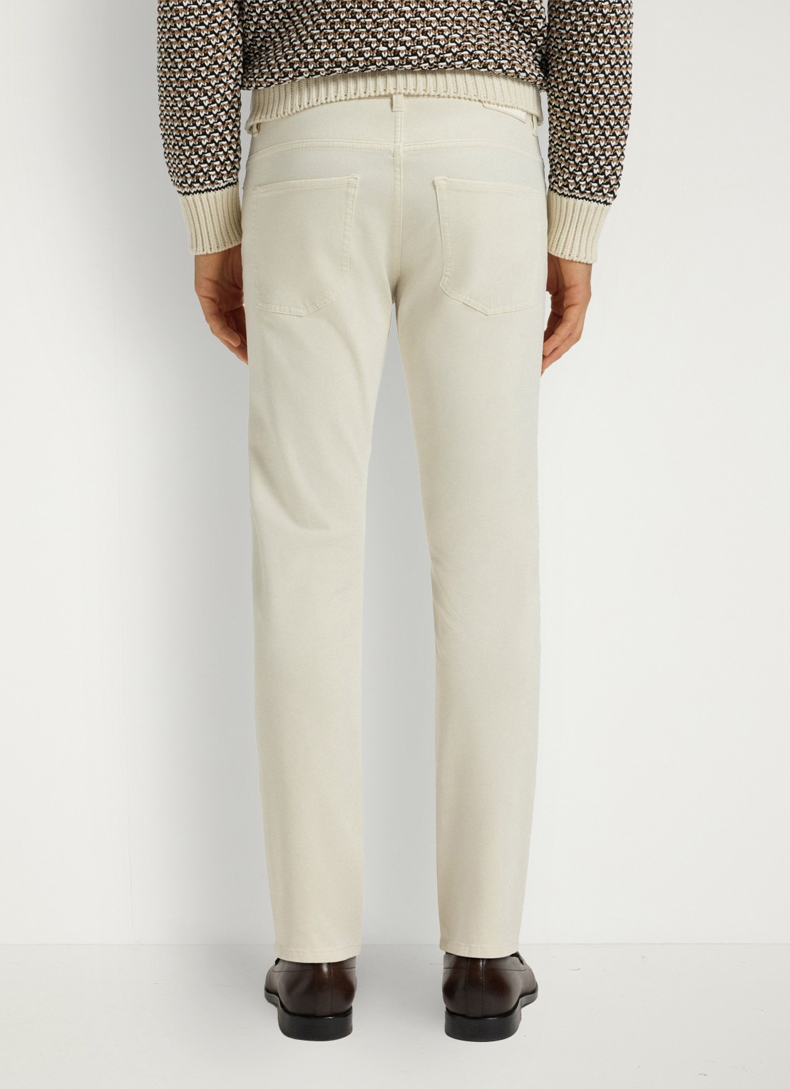 BOSS Slim-fit Delaware-broek van katoenen gabardine met stretch - achterkant wit