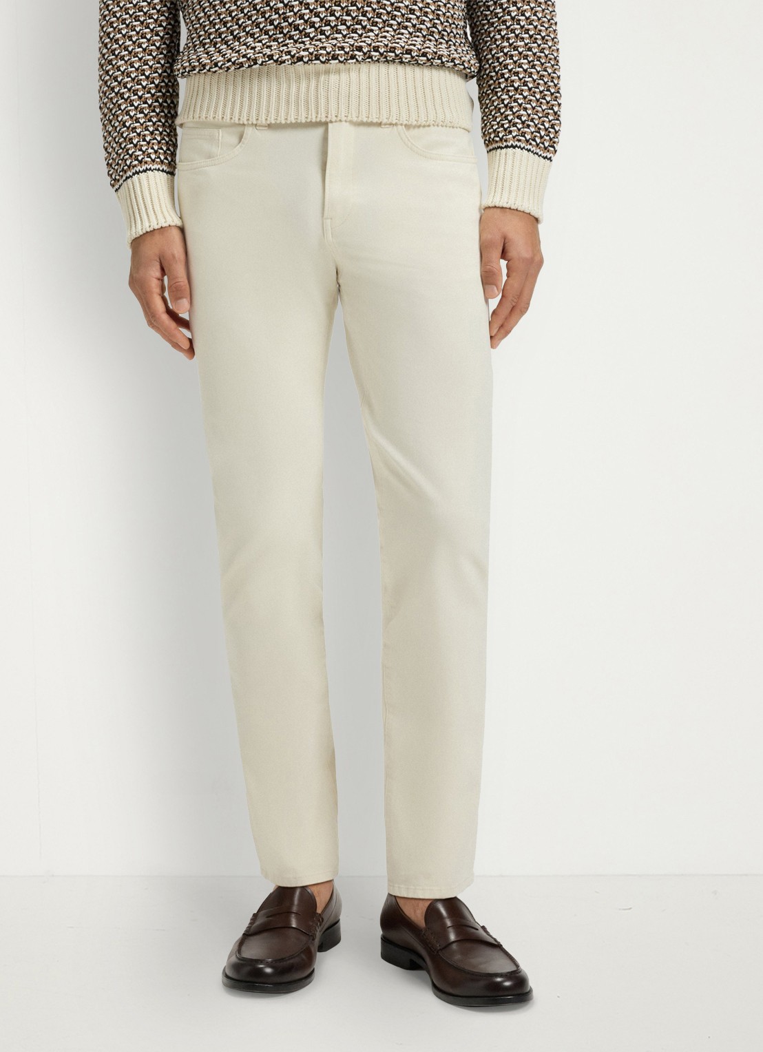 BOSS Slim-fit Delaware-broek van katoenen gabardine met stretch - detail 4 wit