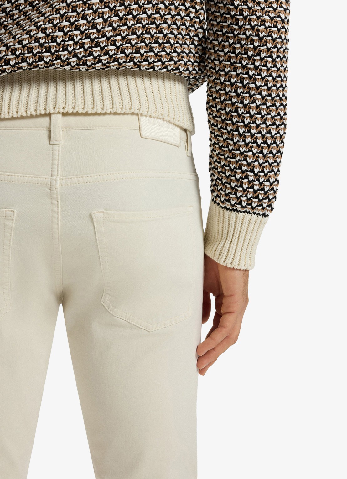 BOSS Slim-fit Delaware-broek van katoenen gabardine met stretch - detail 5 wit