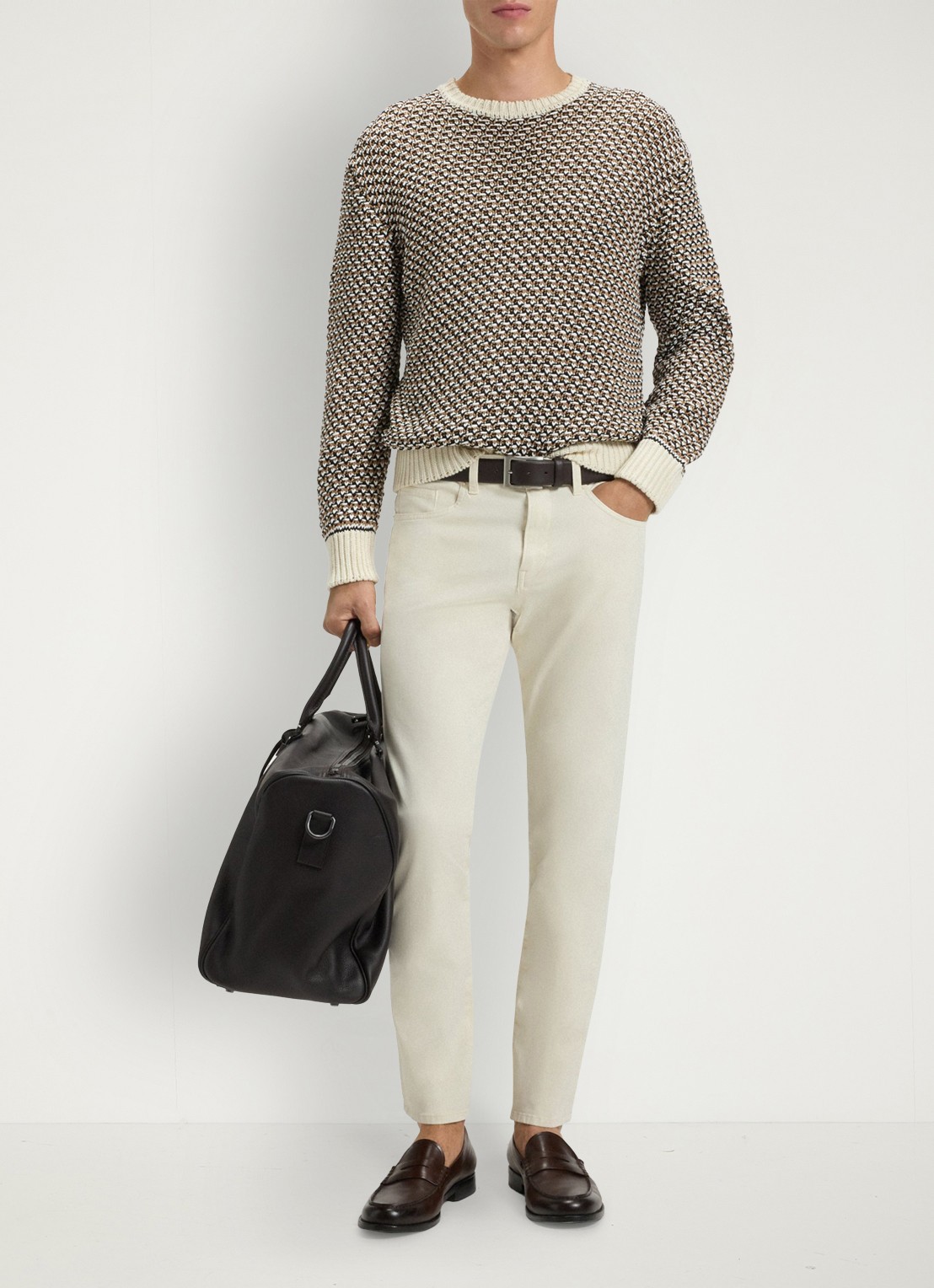 BOSS Slim-fit Delaware-broek van katoenen gabardine met stretch - voorkant 3 wit