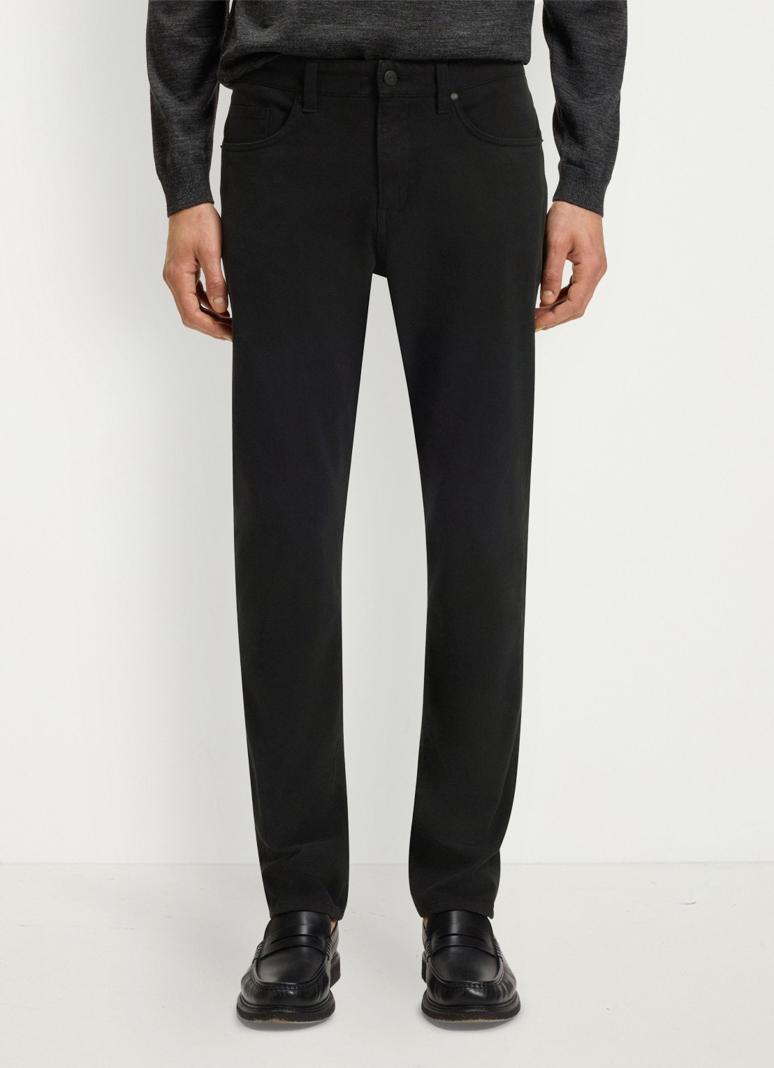 BOSS Slim-fit Delaware-broek van katoenen gabardine met stretch - detail zwart