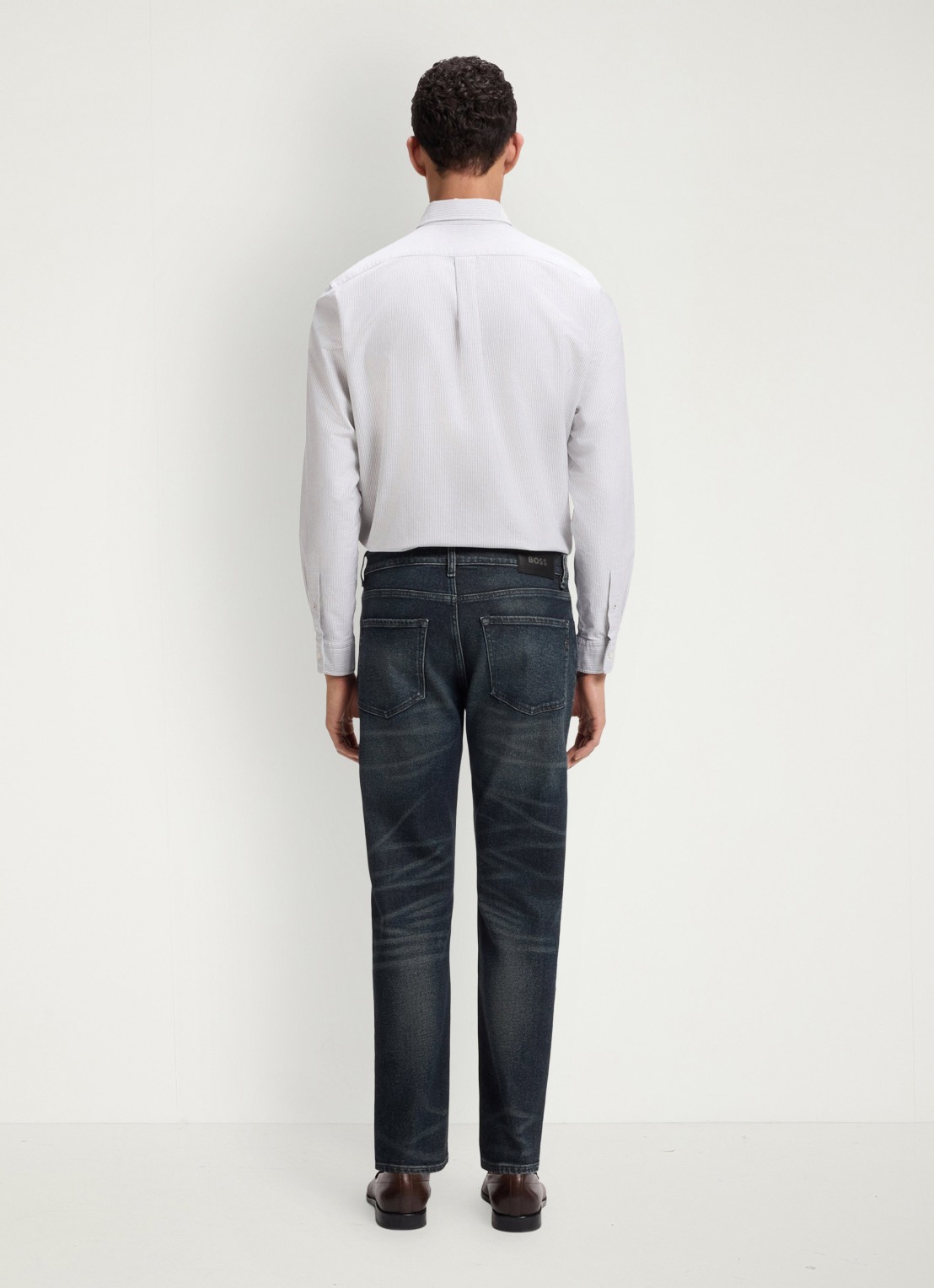 BOSS Slim fit jeans in katoenblend - achterkant denim