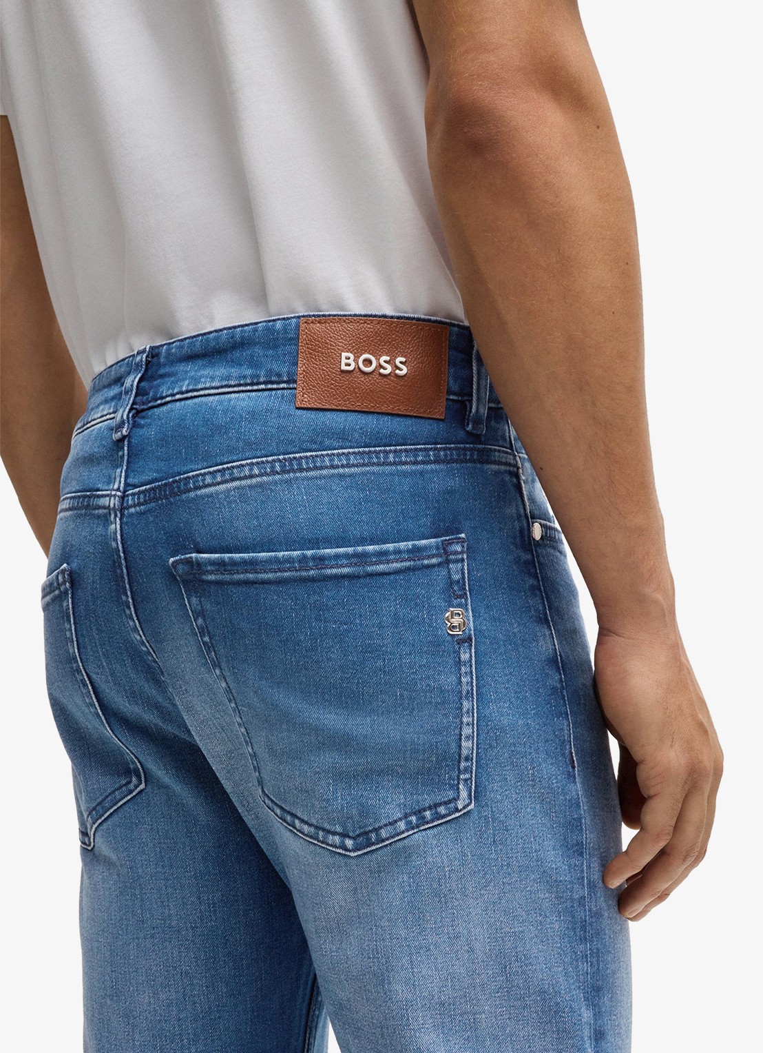 BOSS Slim fit jeans met medium wassing - detail 6 indigo