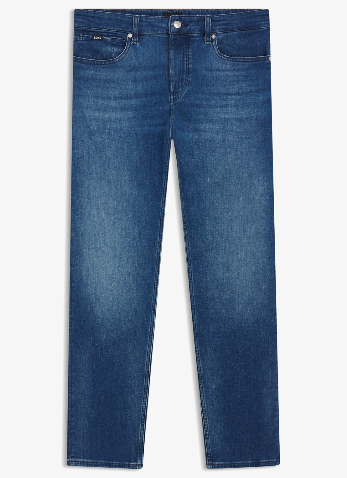 BOSS Slim fit jeans met medium wassing - voorkant indigo