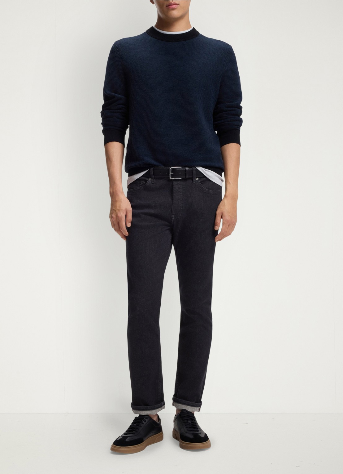 BOSS Slim fit jeans met steekzakken - voorkant 3 donkergrijs
