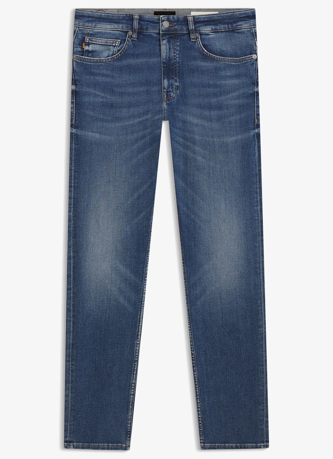 BOSS Slim fit jeans met steekzakken - voorkant donkerblauw