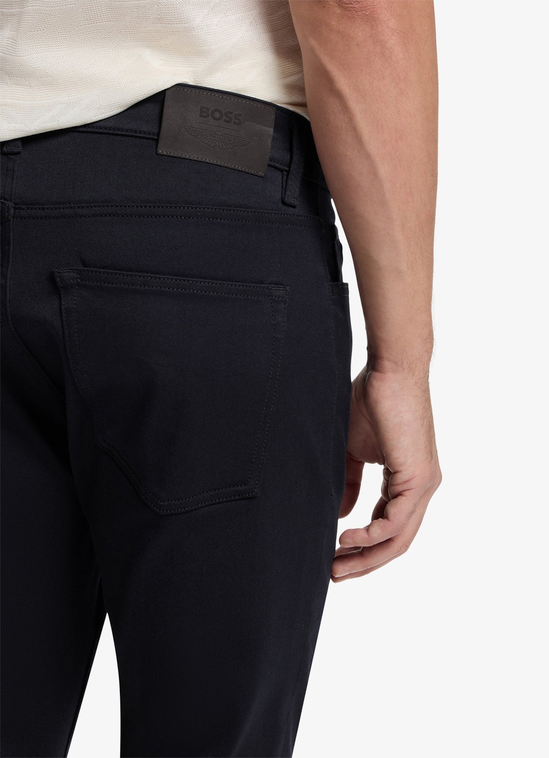 BOSS Slim fit jeans met steekzakken - detail 4 zwart