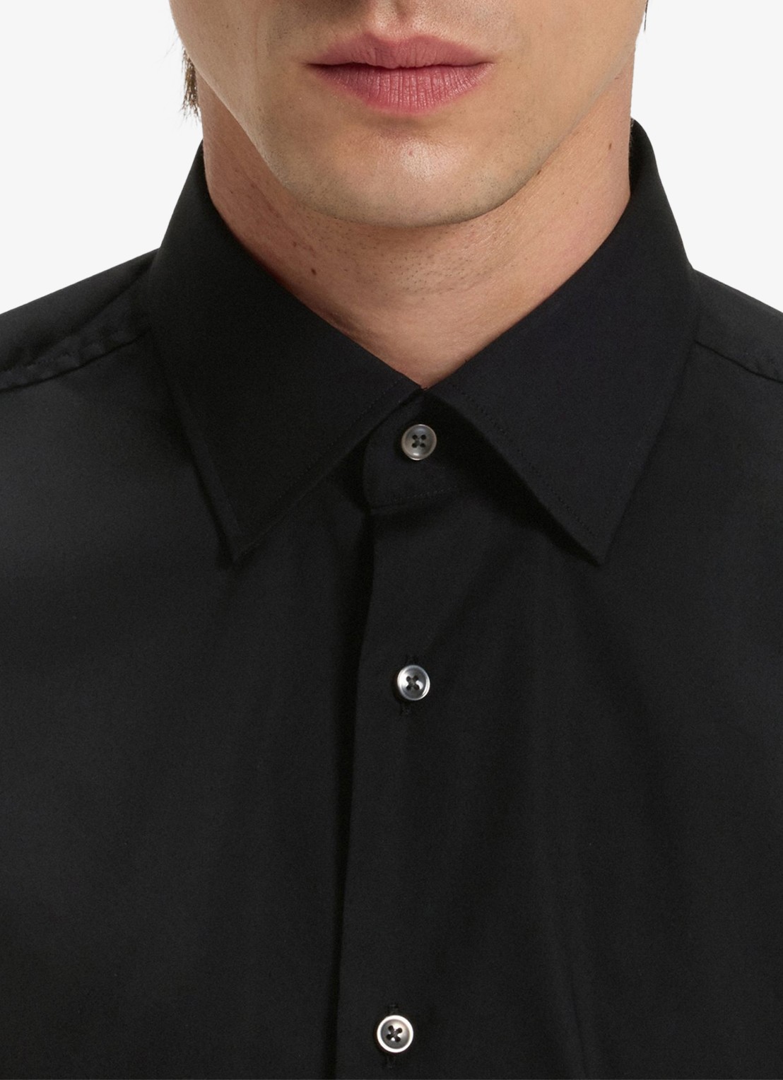 BOSS Slim-fit overhemd in gemakkelijk te strijken katoenen popeline met stretch - detail 3 black-001 / zwart