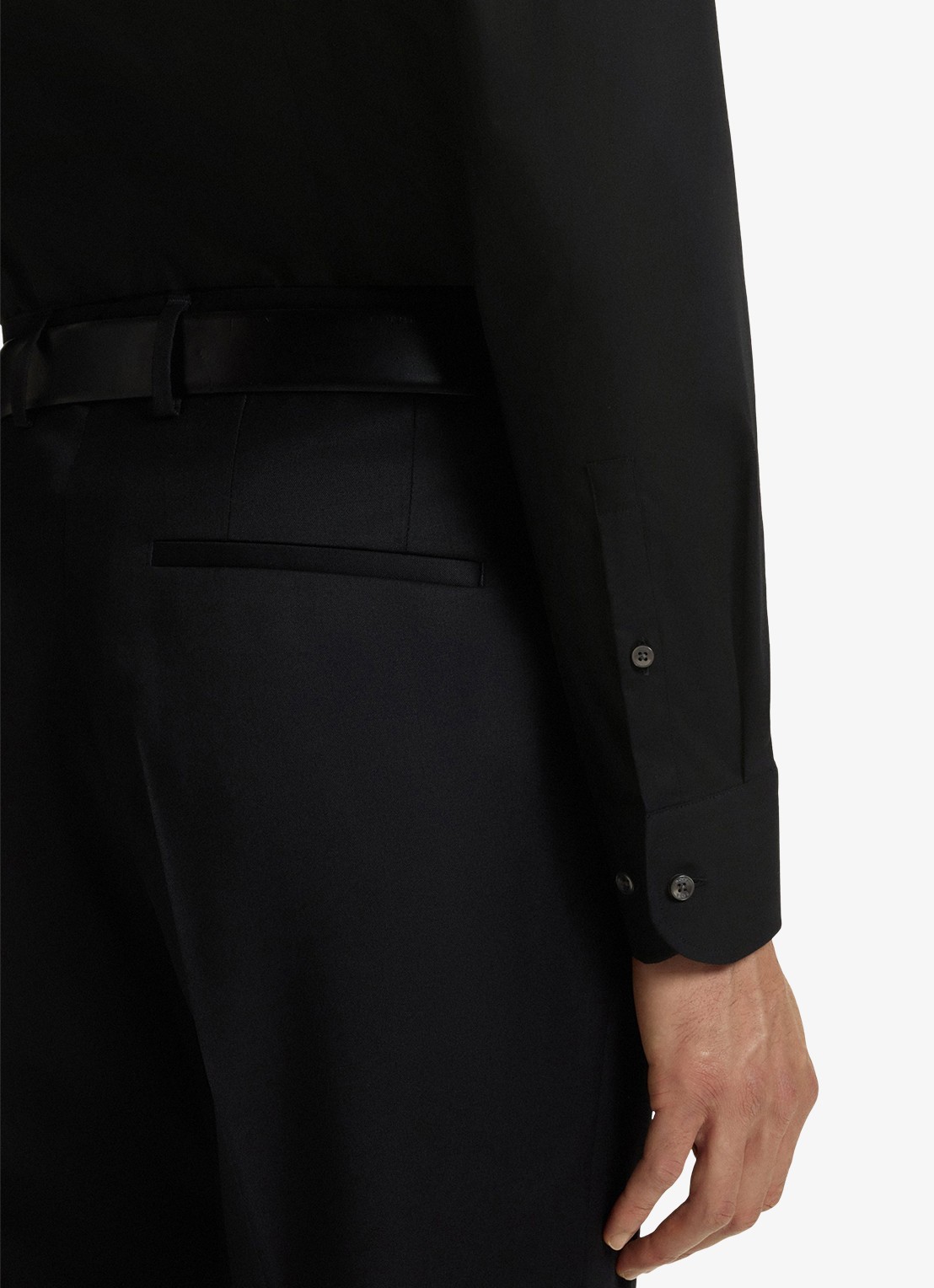 BOSS Slim-fit overhemd in gemakkelijk te strijken katoenen popeline met stretch - detail 4 black-001 / zwart