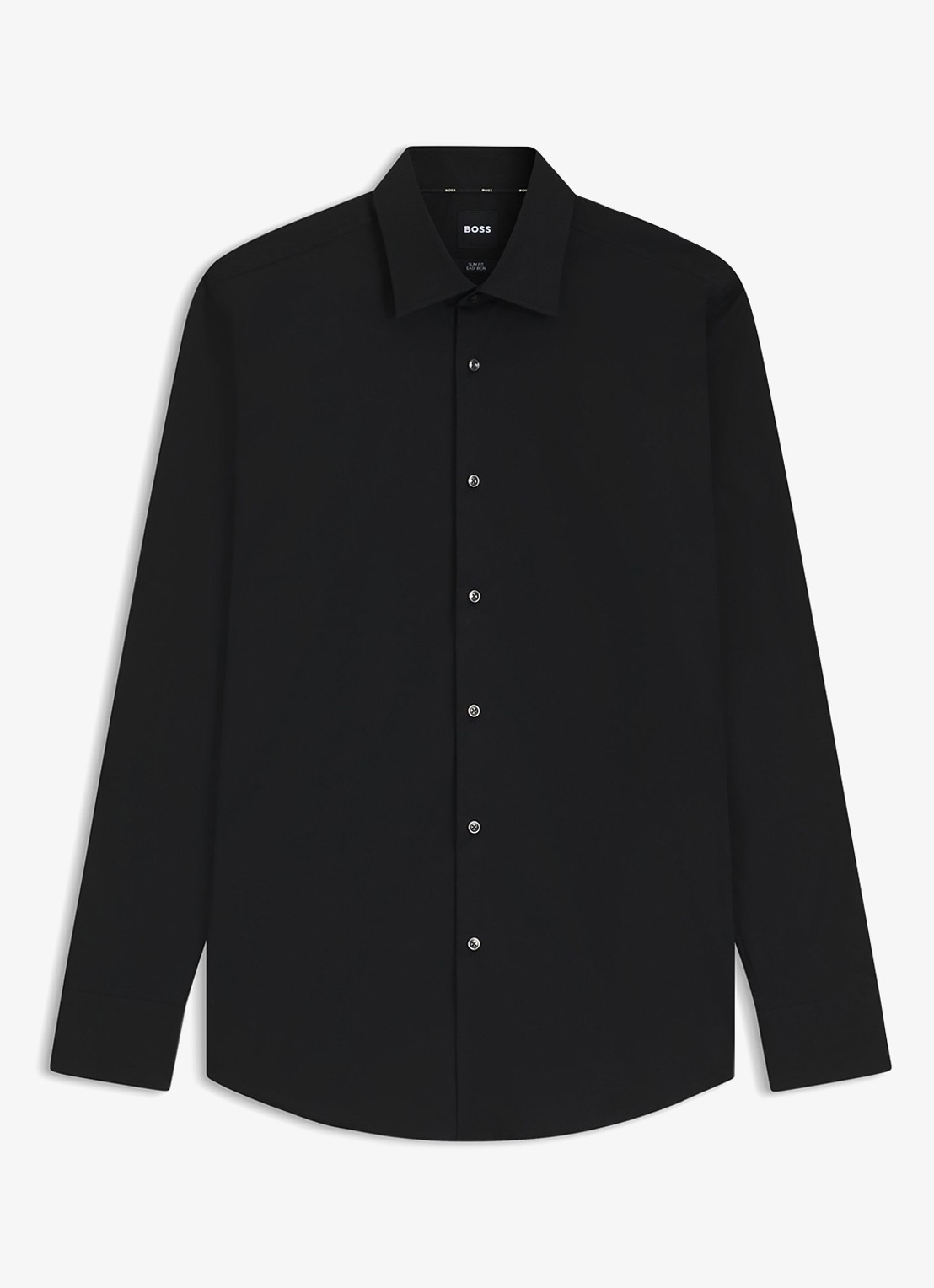 BOSS Slim-fit overhemd in gemakkelijk te strijken katoenen popeline met stretch - voorkant 5 black-001 / zwart