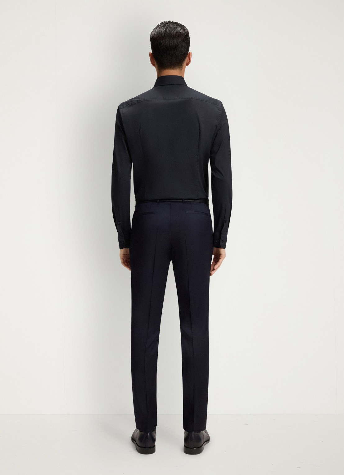 BOSS Slim-fit overhemd in gemakkelijk te strijken katoenen popeline met stretch - achterkant 6 dark blue-404 / blauw