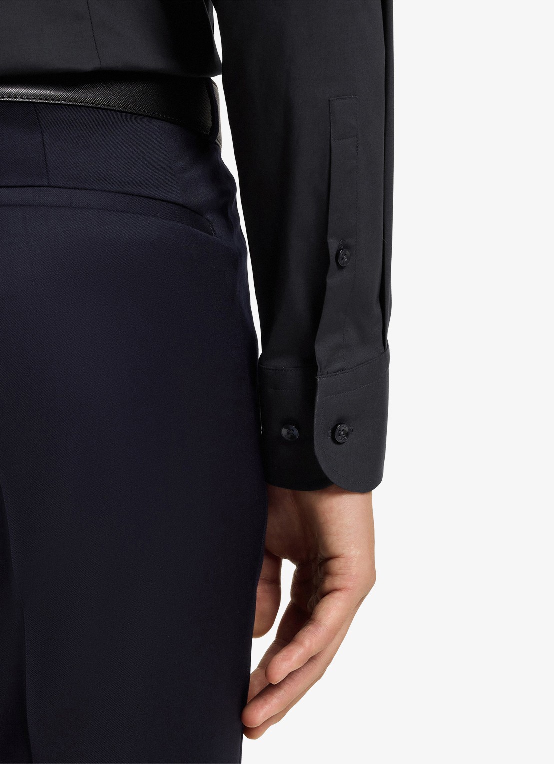 BOSS Slim-fit overhemd in gemakkelijk te strijken katoenen popeline met stretch - detail 2 dark blue-404 / blauw