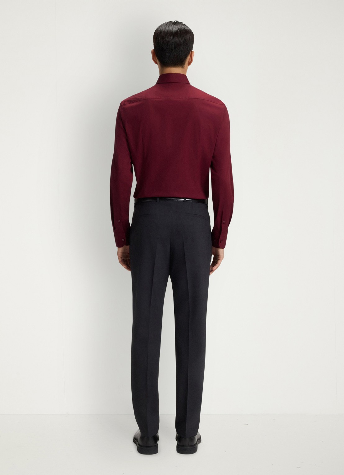 BOSS Slim-fit overhemd in gemakkelijk te strijken katoenen popeline met stretch - achterkant 4 dark red-602 / rood