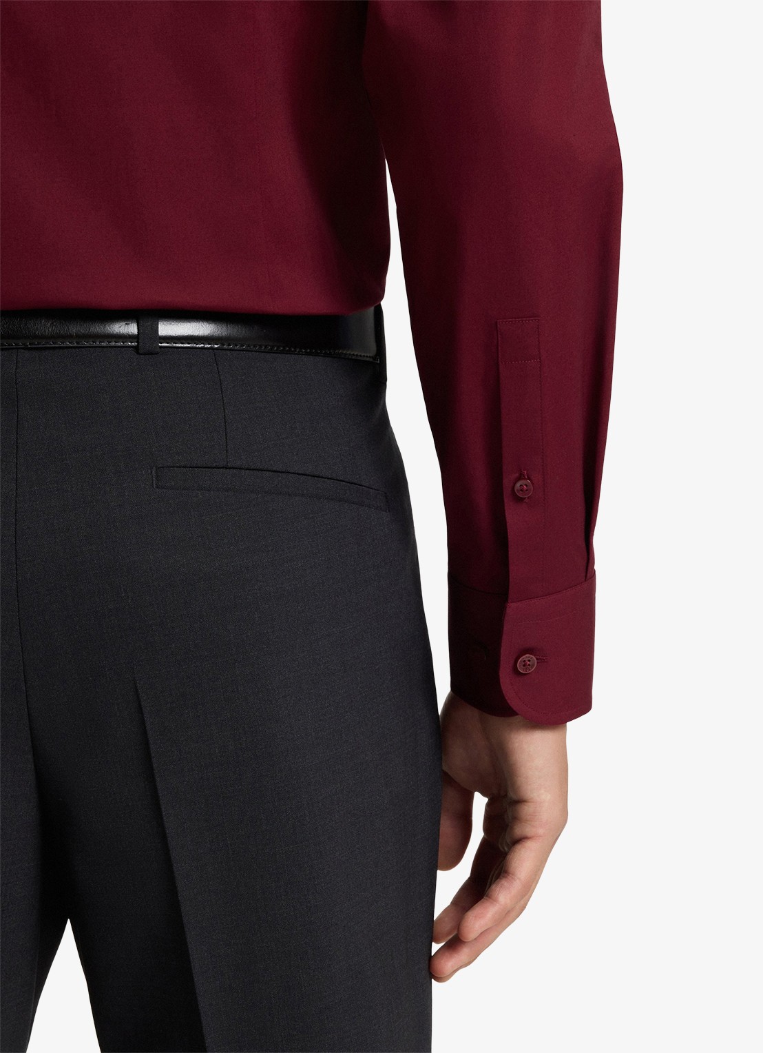 BOSS Slim-fit overhemd in gemakkelijk te strijken katoenen popeline met stretch - detail 3 dark red-602 / rood