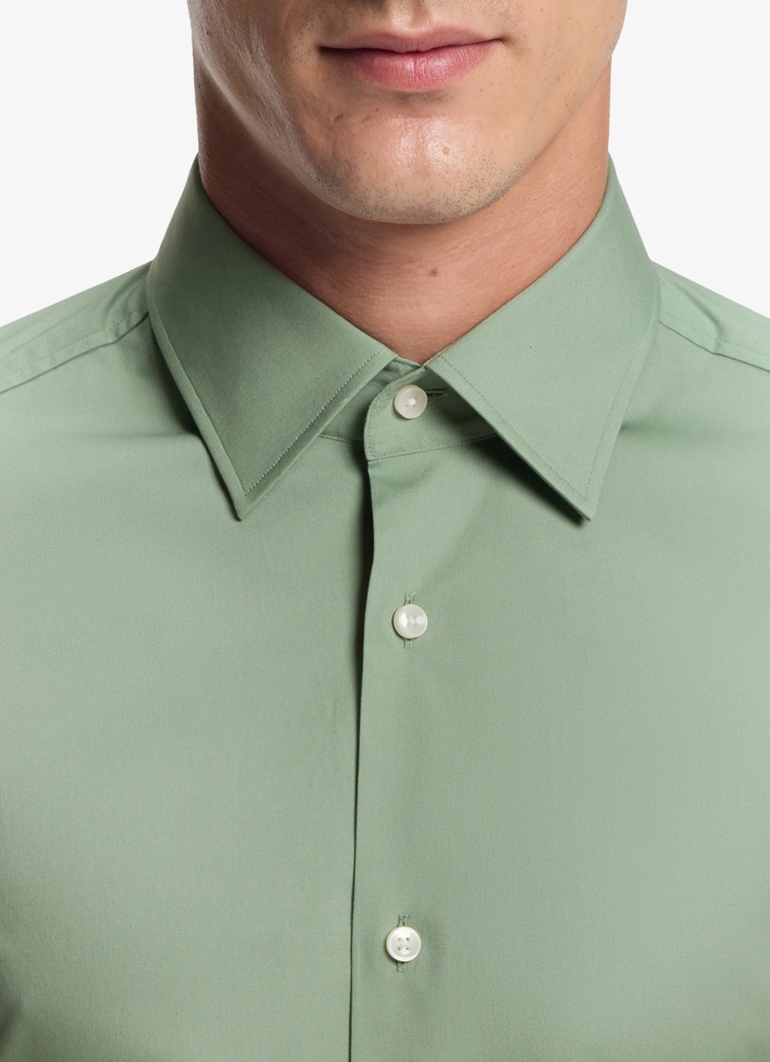 BOSS Slim-fit overhemd in gemakkelijk te strijken katoenen popeline met stretch - detail 3 open green-373 / groen